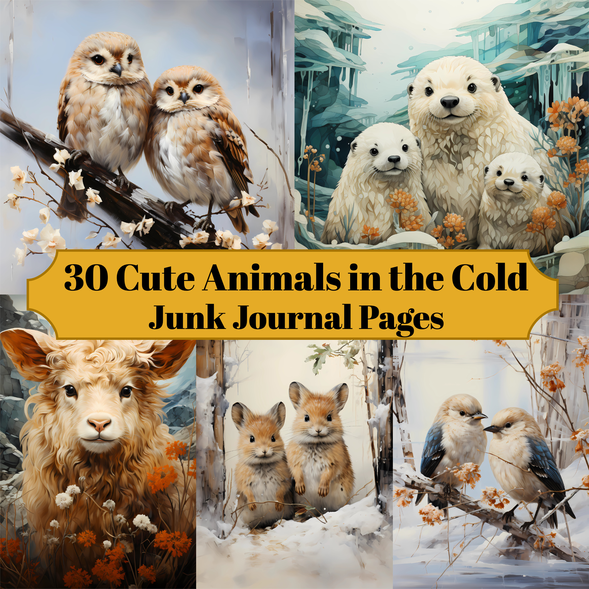 Cute Arctic Animals Junk Journal Pages - CraftNest