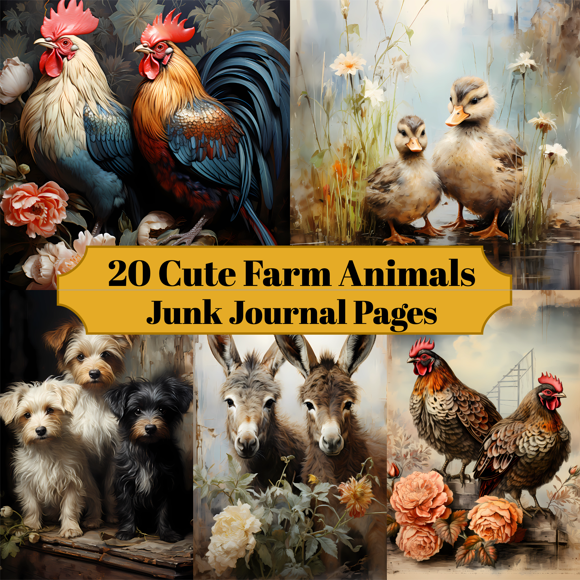 Cute Farm Animals Junk Journal Pages - CraftNest