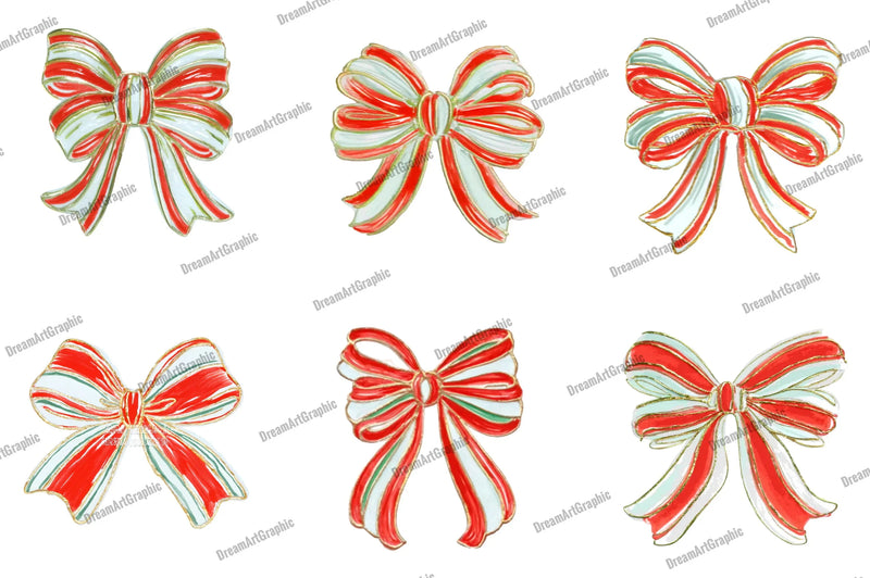 Coquette Christmas Bow Brushstroke Clipart Bundle - CraftNest - Digital Crafting and Art