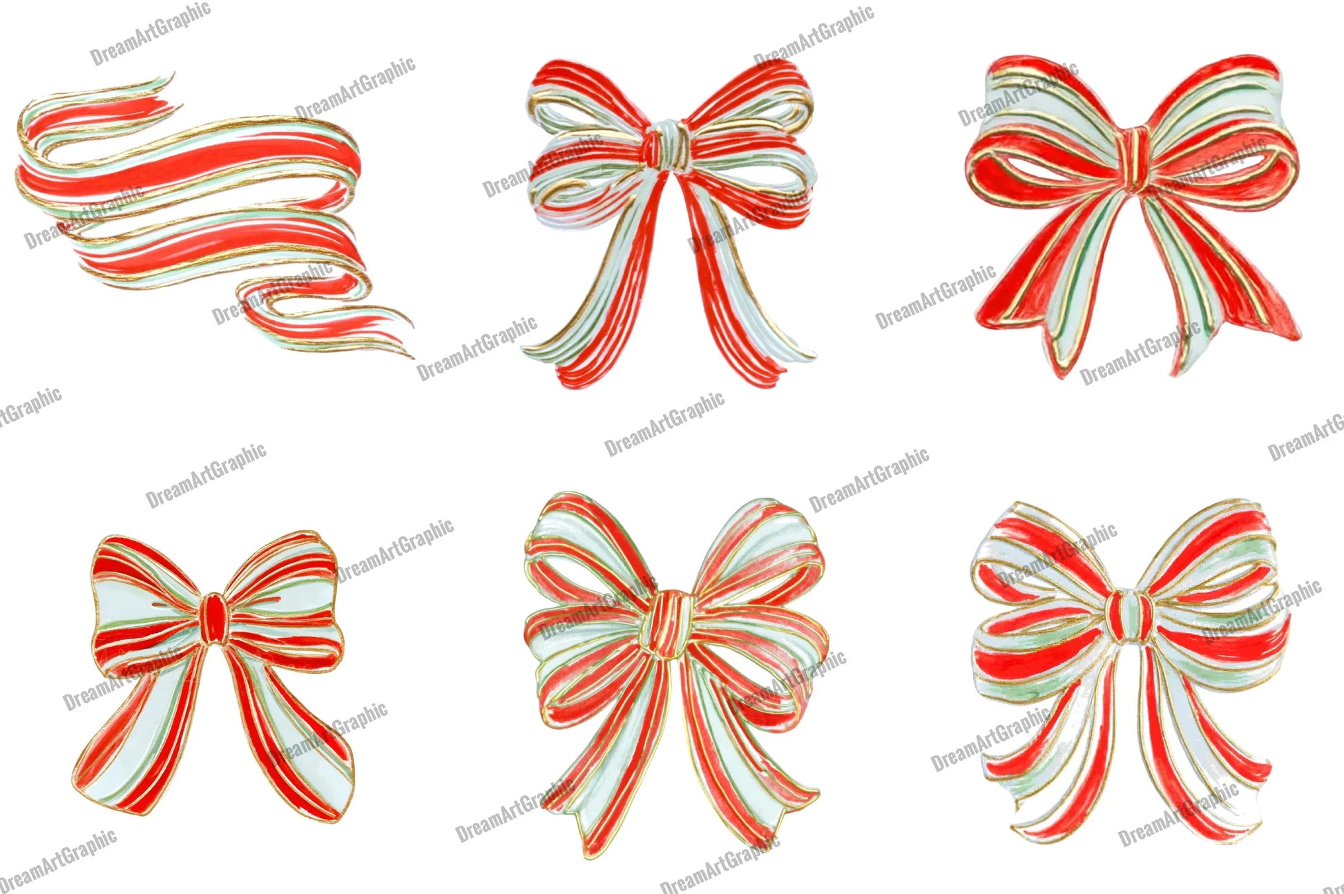 Coquette Christmas Bow Brushstroke Clipart Bundle - CraftNest - Digital Crafting and Art