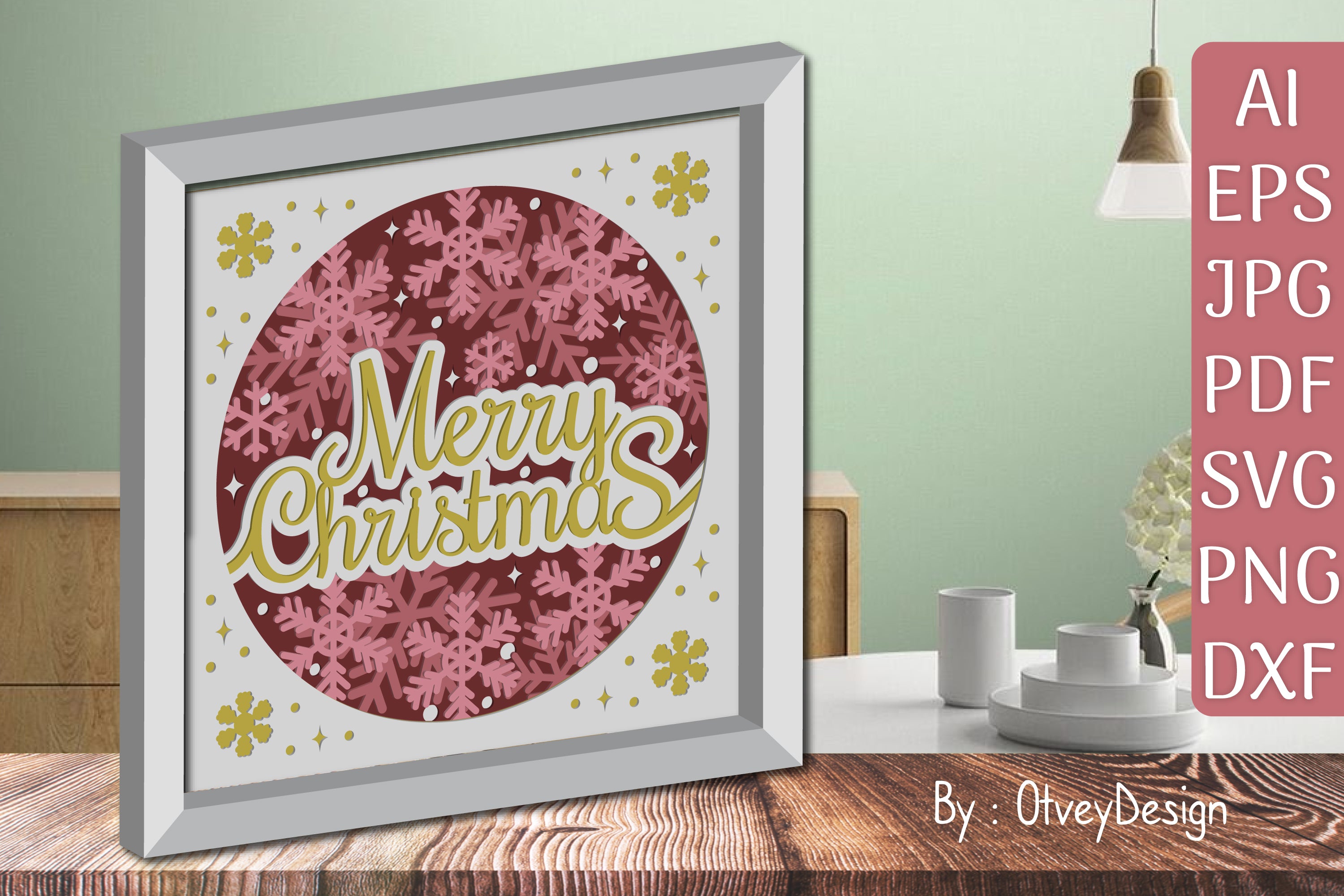 Shadow Box Merry Christmas Layered Papercut SVG Bundle