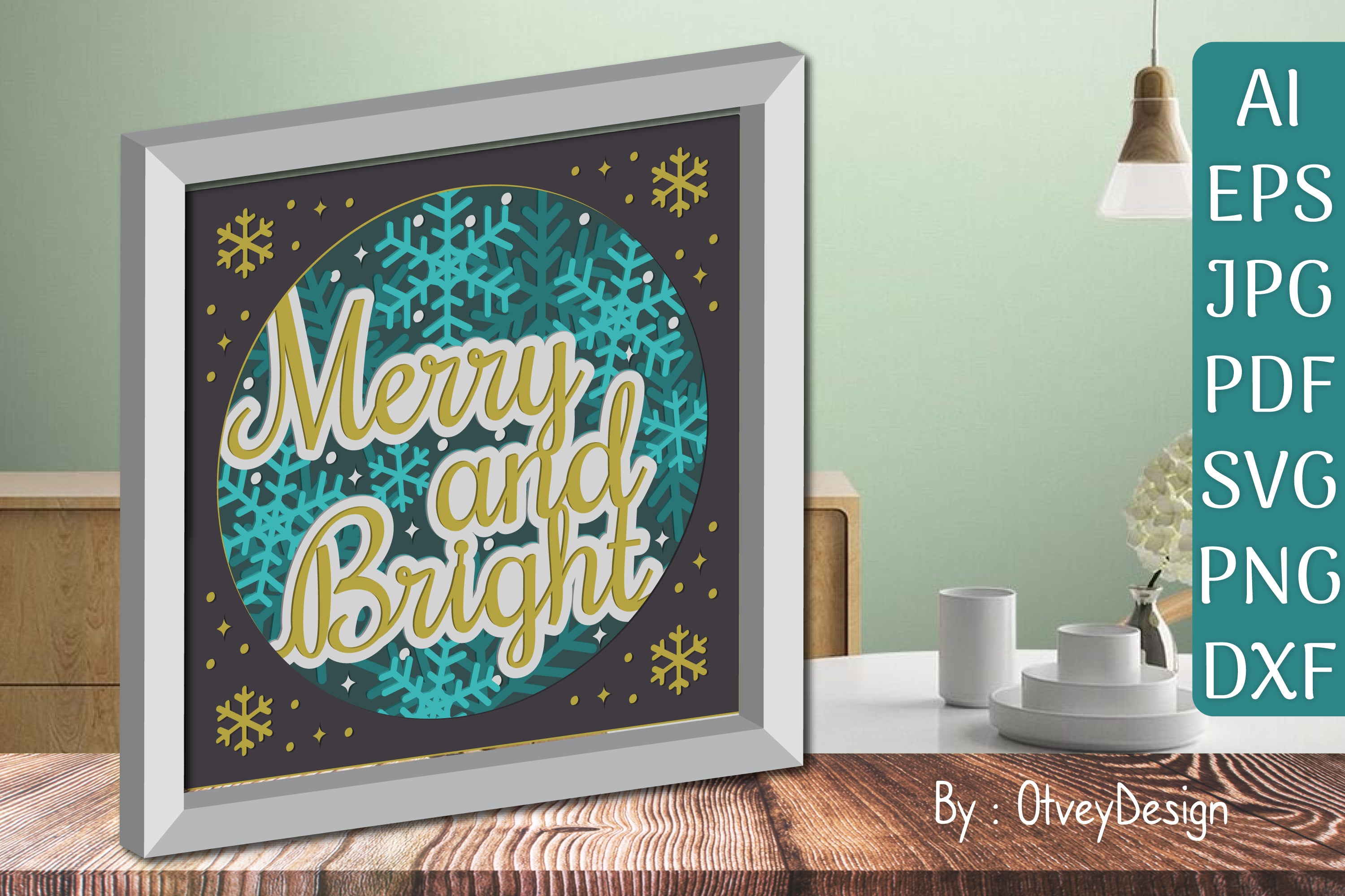 Shadow Box Merry Christmas Layered Papercut SVG Bundle