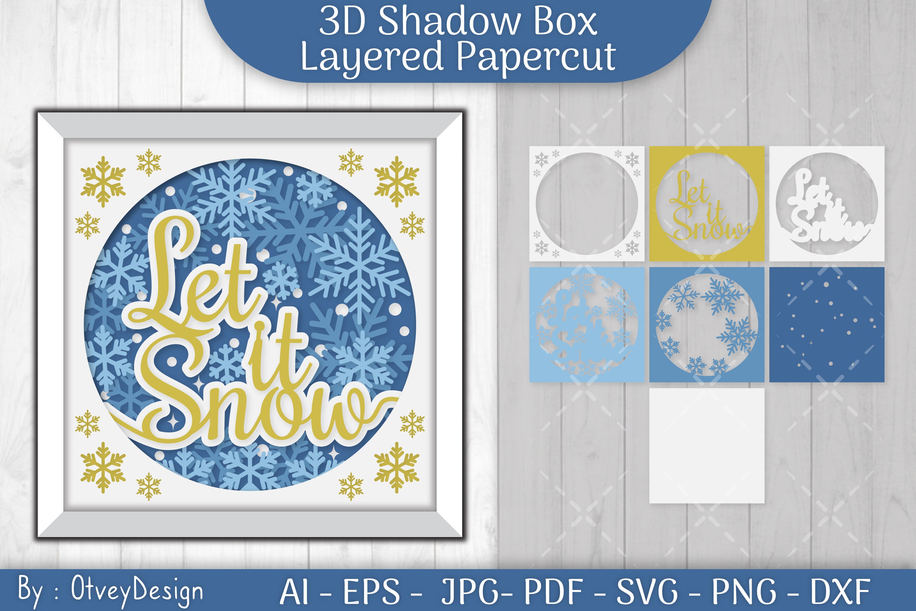 Shadow Box Merry Christmas Layered Papercut SVG Bundle