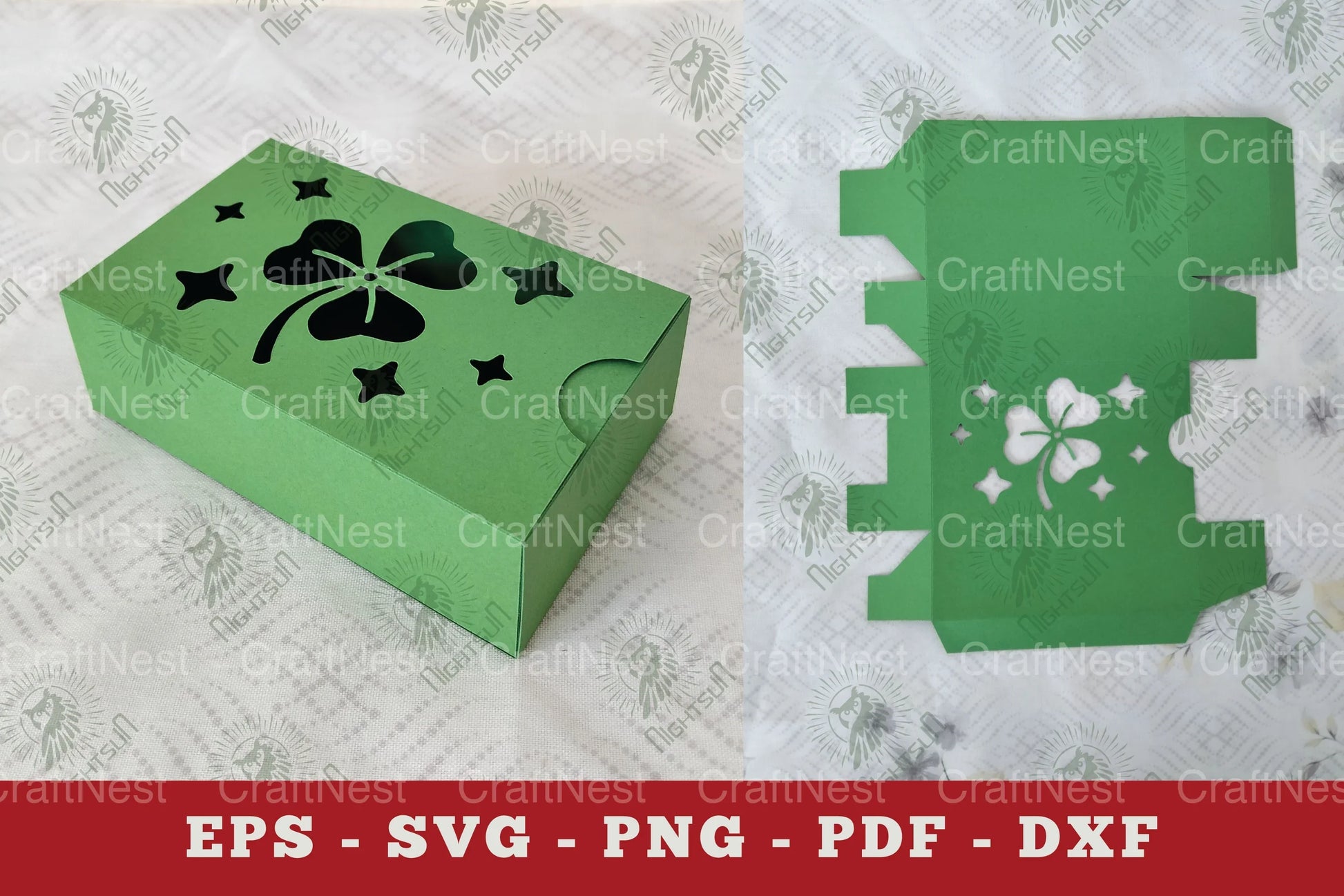 Shamrock Gift Box Paper Cut SVG Bundle - CraftNest - Digital Crafting and Art