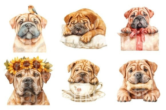 Shar Pei Dog Clipart Bundle - CraftNest - Digital Crafting and Art