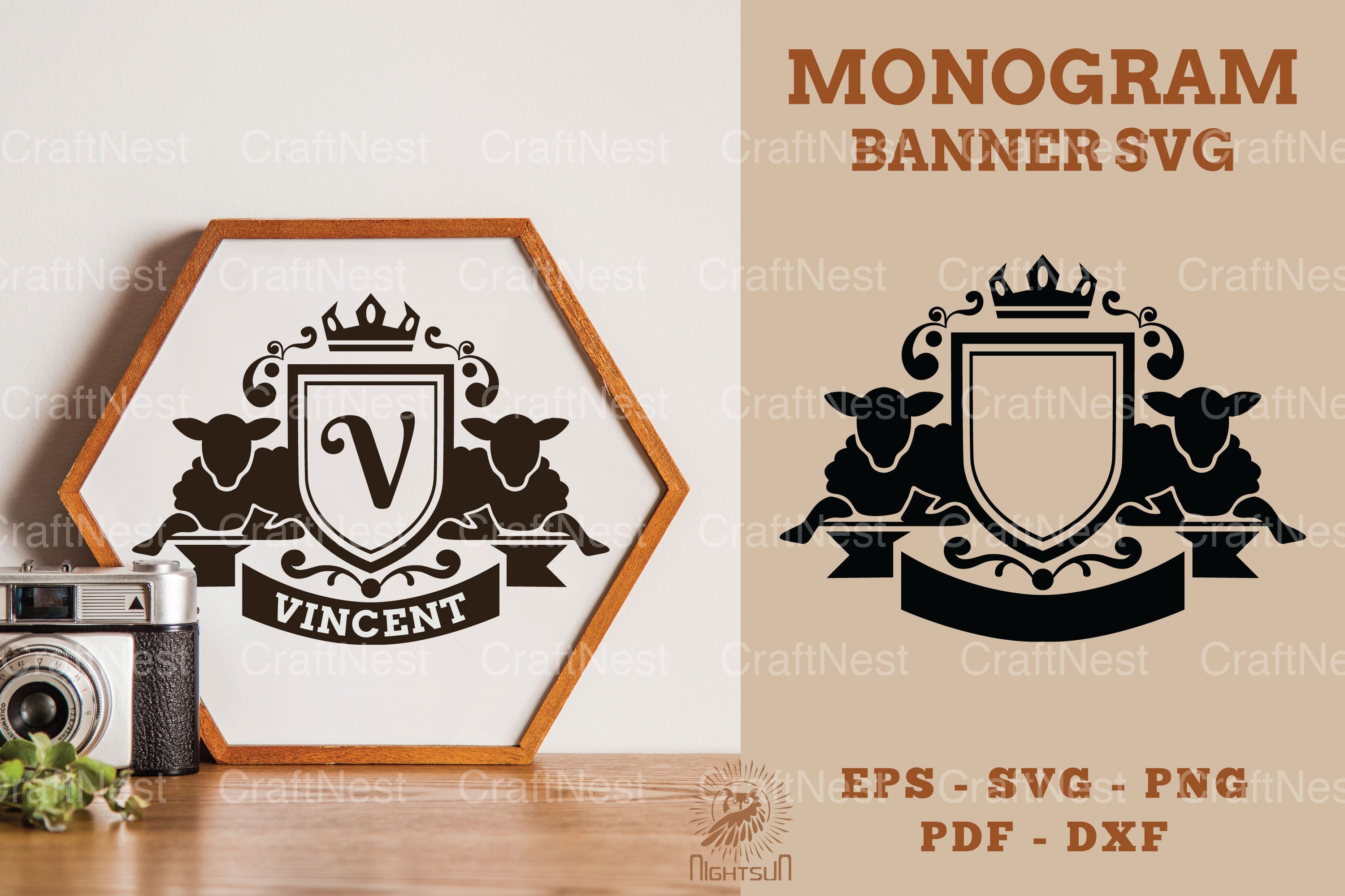Sheep Monogram Banner Clipart Bundle - CraftNest - Digital Crafting and Art