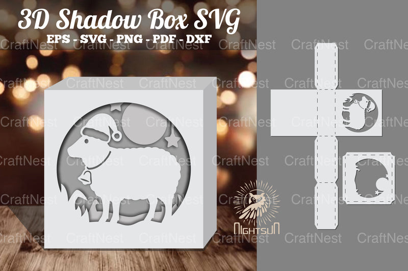 Sheep Papercut Shadow Box Template - CraftNest - Digital Crafting and Art