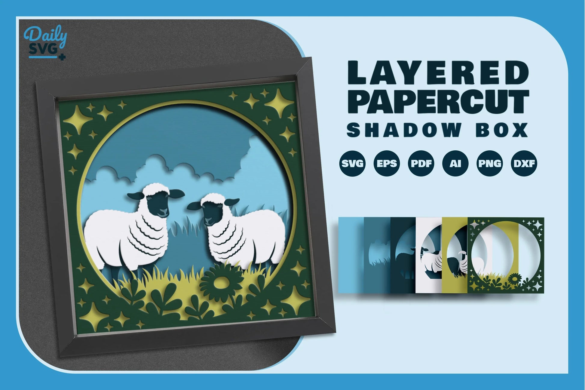 Sheep Meadow Papercut SVG Bundle - CraftNest - Digital Crafting and Art