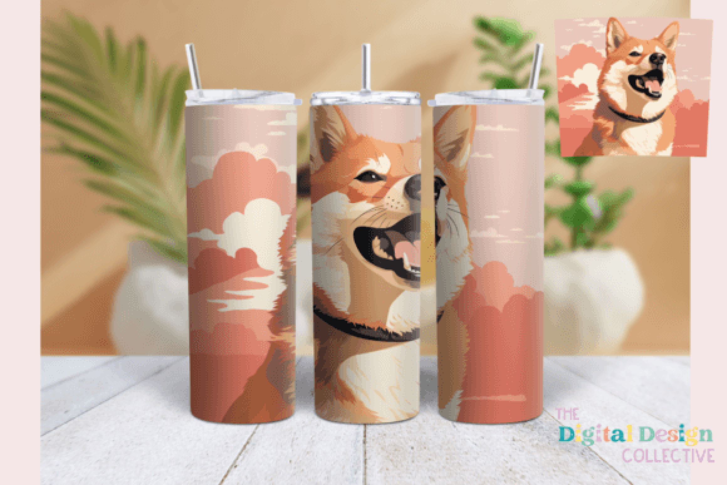 Shiba Inu Pink Skinny Tumbler Wrap Bundle