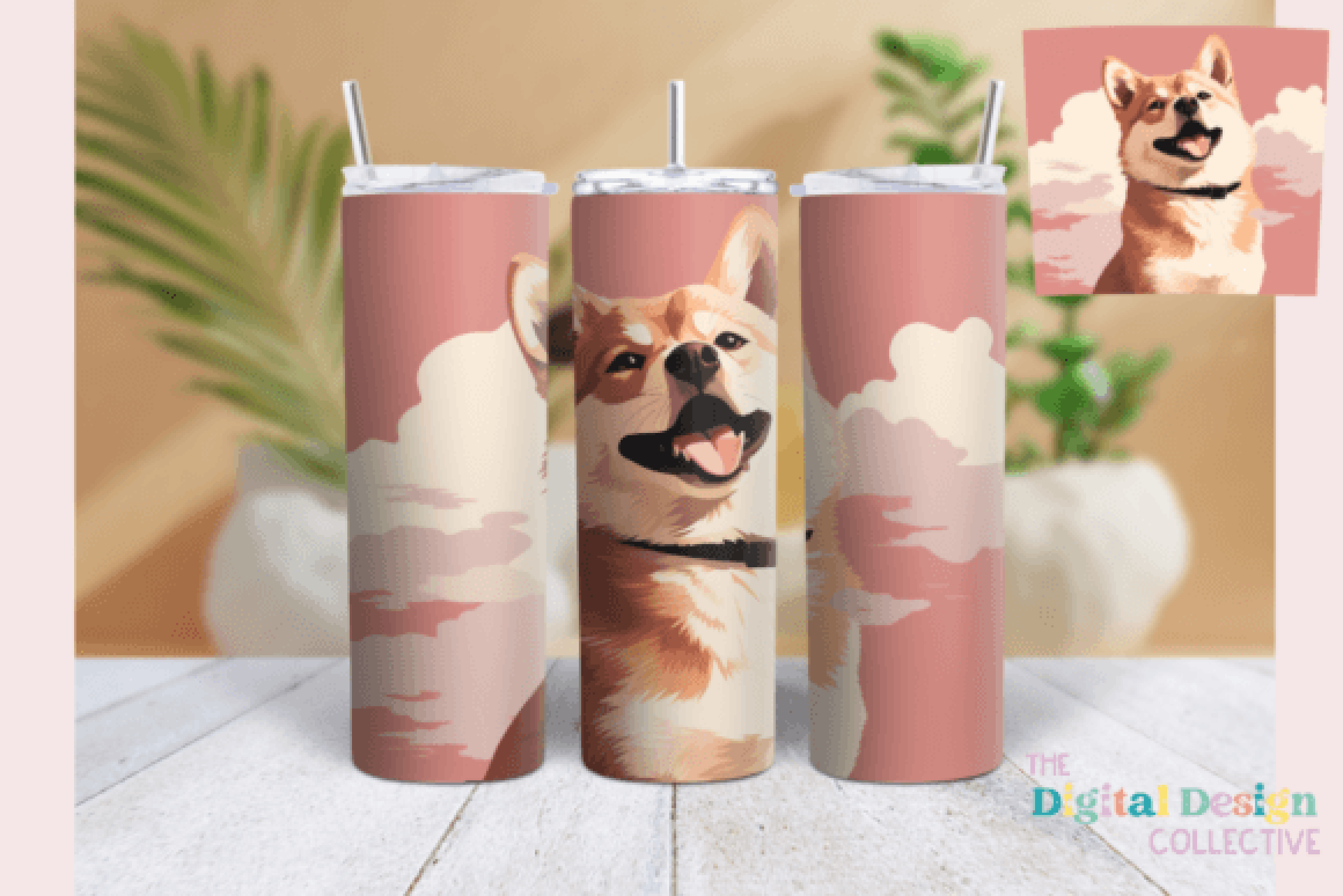 Shiba Inu Pink Skinny Tumbler Wrap Bundle