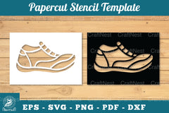 Papercut Stencil Shoes SVG Bundle - CraftNest - Digital Crafting and Art