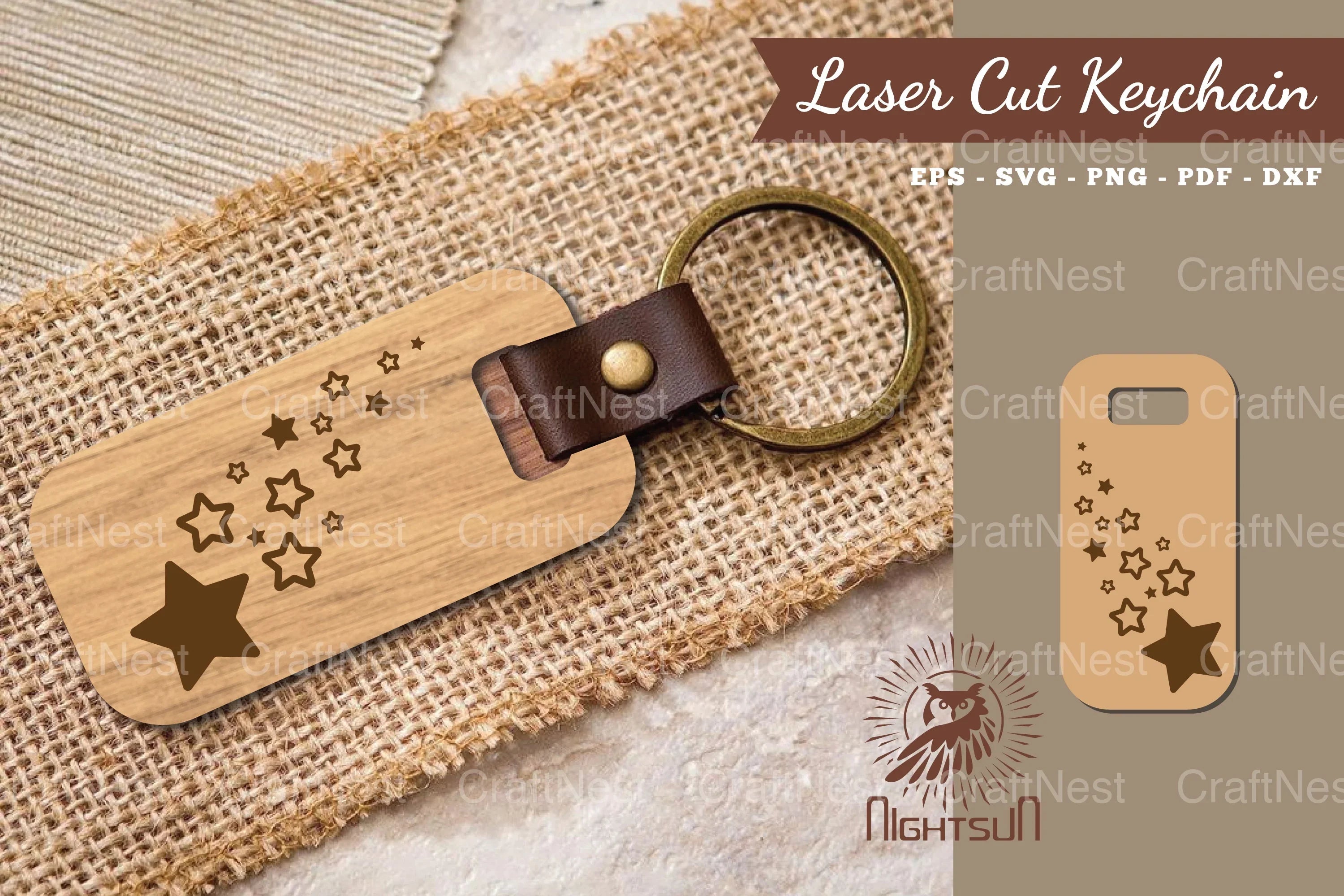Shooting Stars Laser Cut Keychain Design Bundle - CraftNest - Digital Crafting and Art