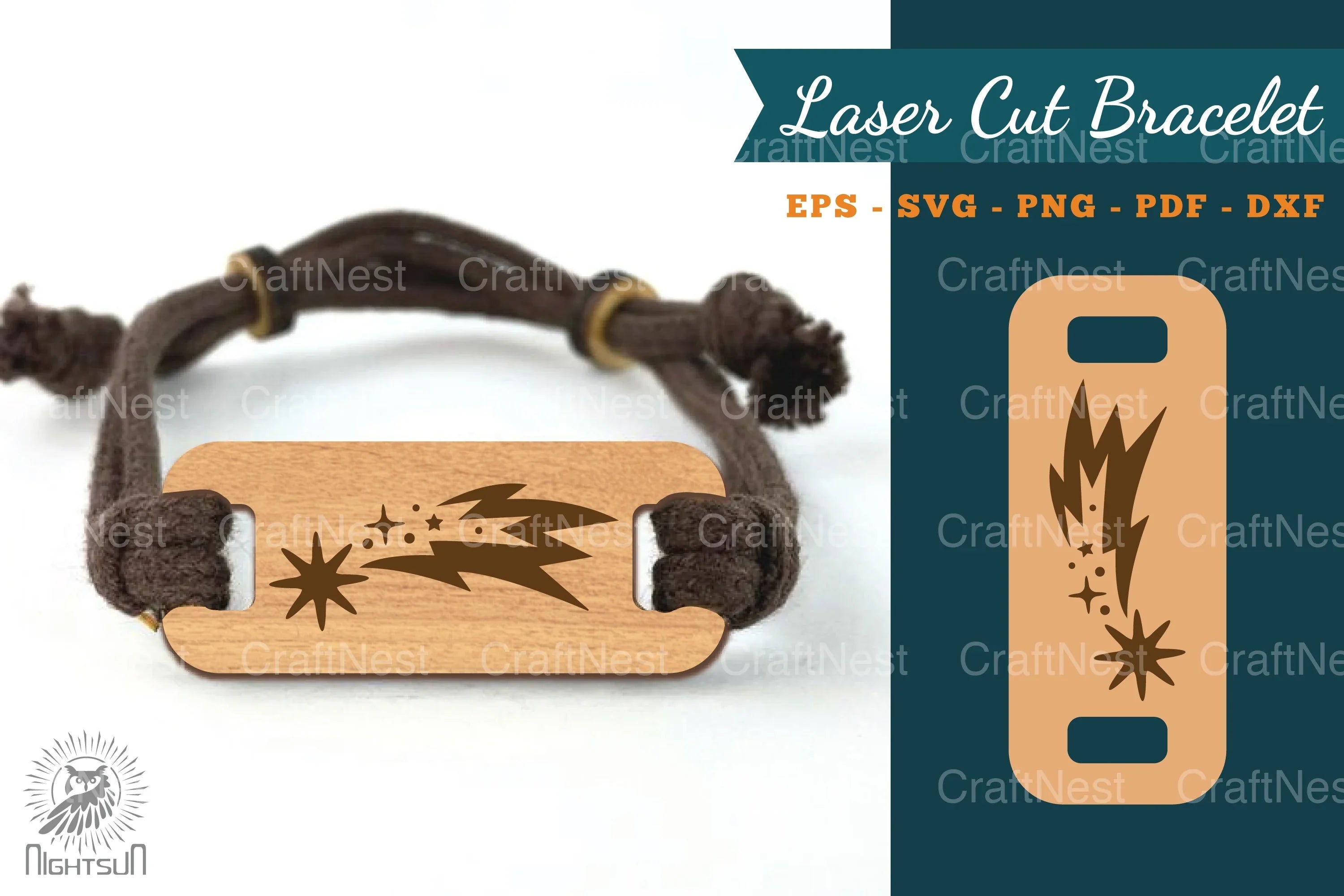 Shooting Stars Laser Cut Bracelet Design Bundle - CraftNest - Digital Crafting and Art