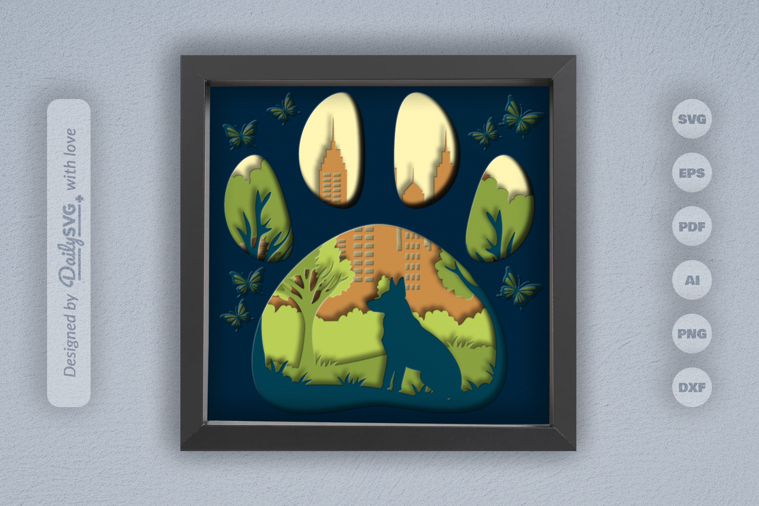 Siberian Husky Papercut SVG Bundle: Dog Sitting Park Design