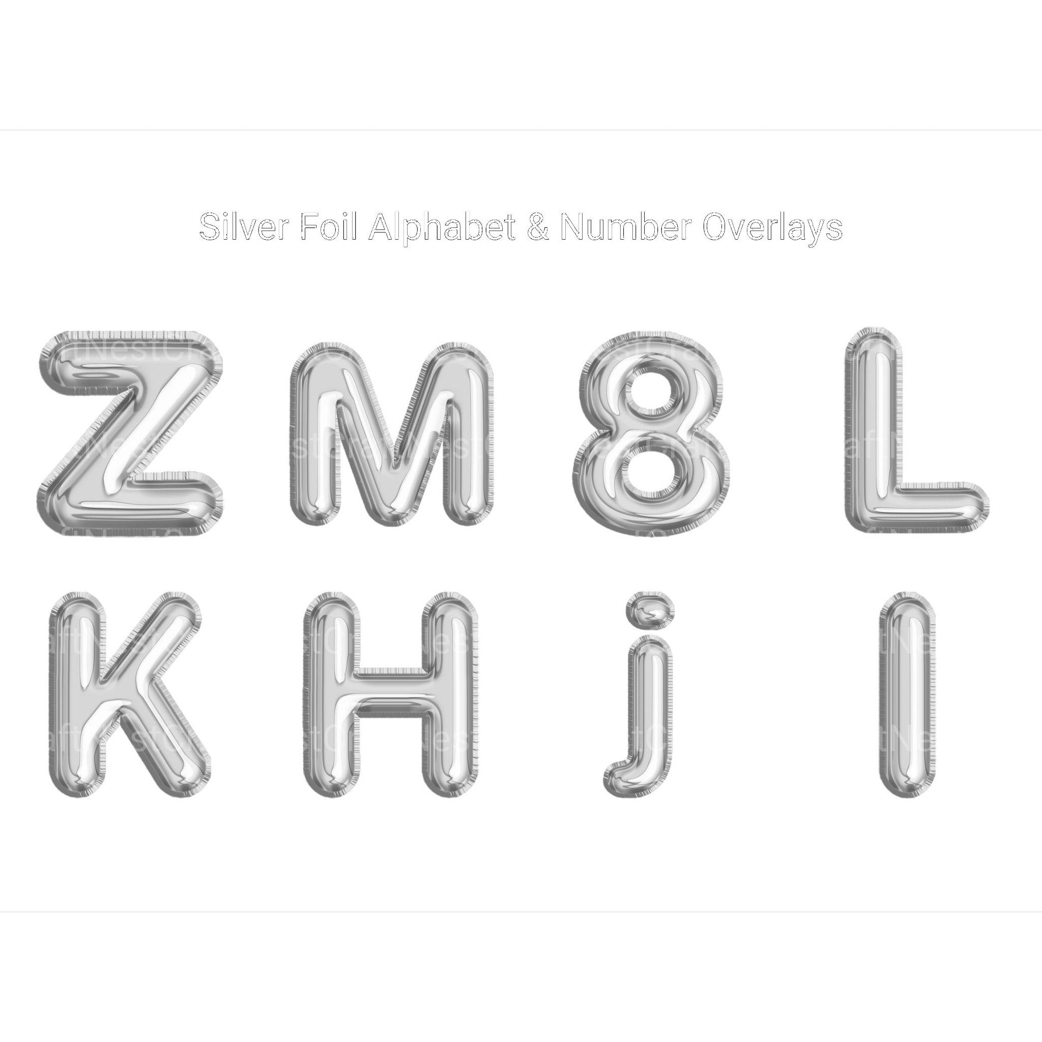 Silver Foil Alphabet Overlays Clipart - CraftNest - Digital Crafting and Art