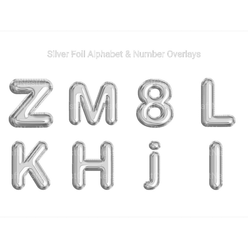 Silver Foil Alphabet Overlays Clipart - CraftNest - Digital Crafting and Art