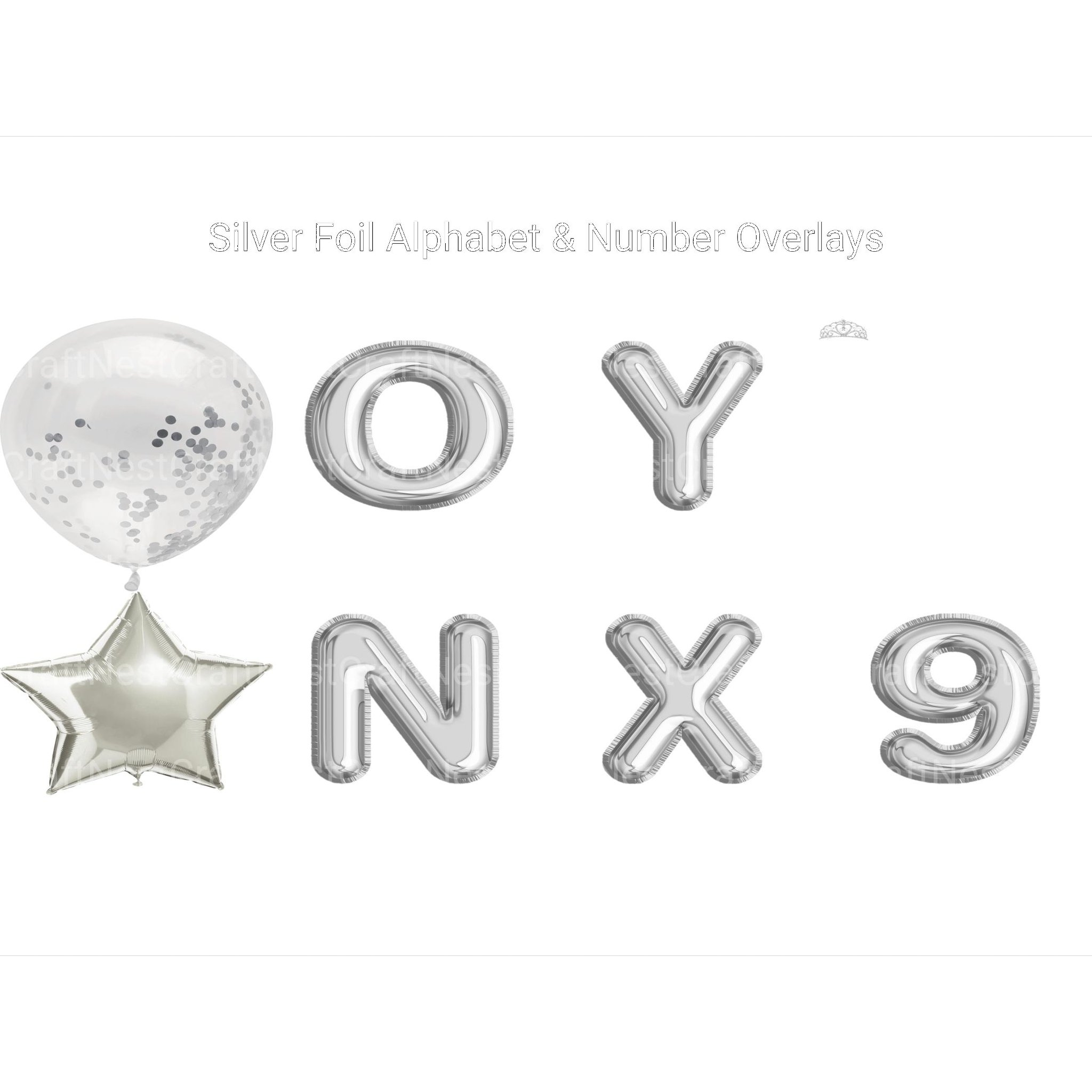 Silver Foil Alphabet Overlays Clipart - CraftNest - Digital Crafting and Art