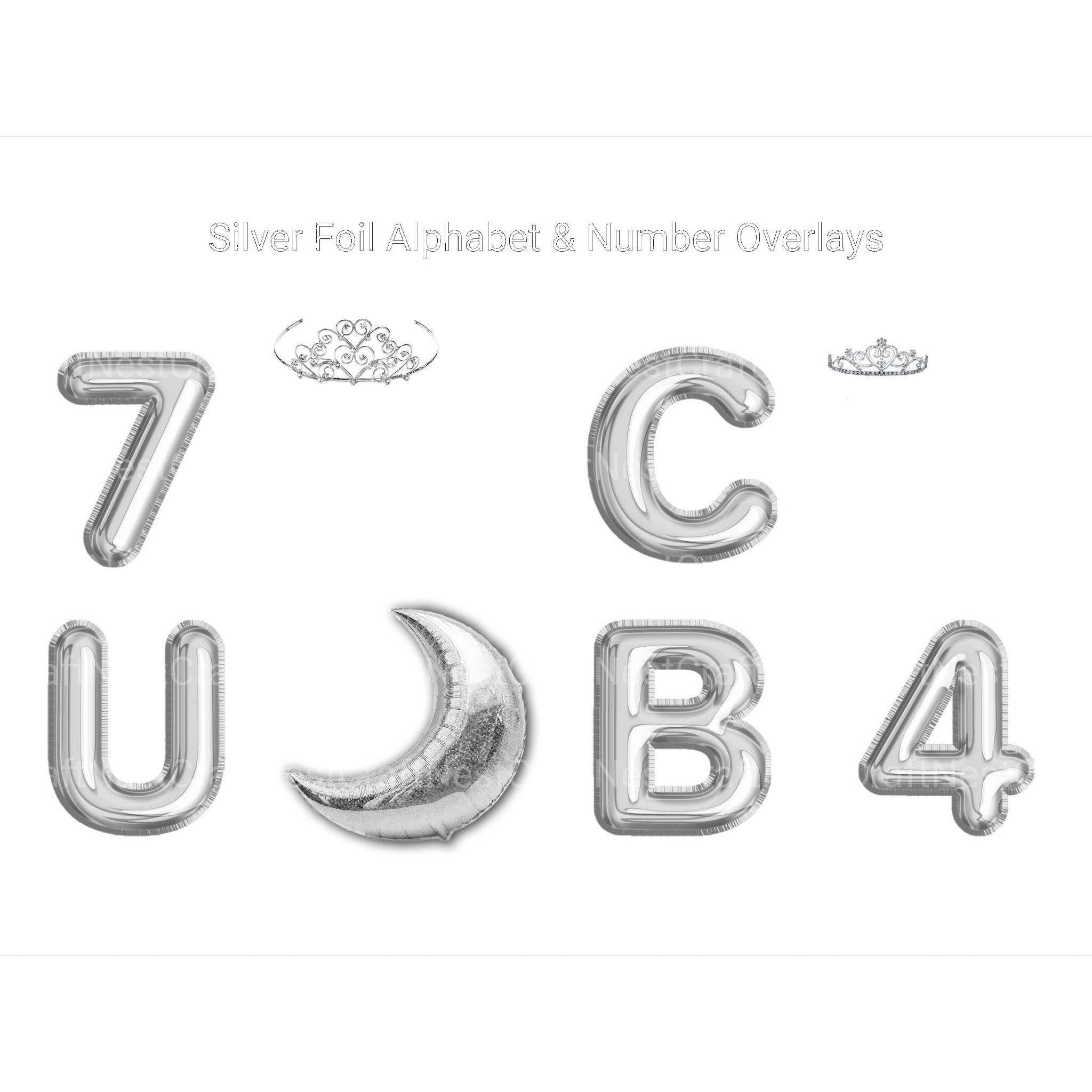 Silver Foil Alphabet Overlays Clipart - CraftNest - Digital Crafting and Art