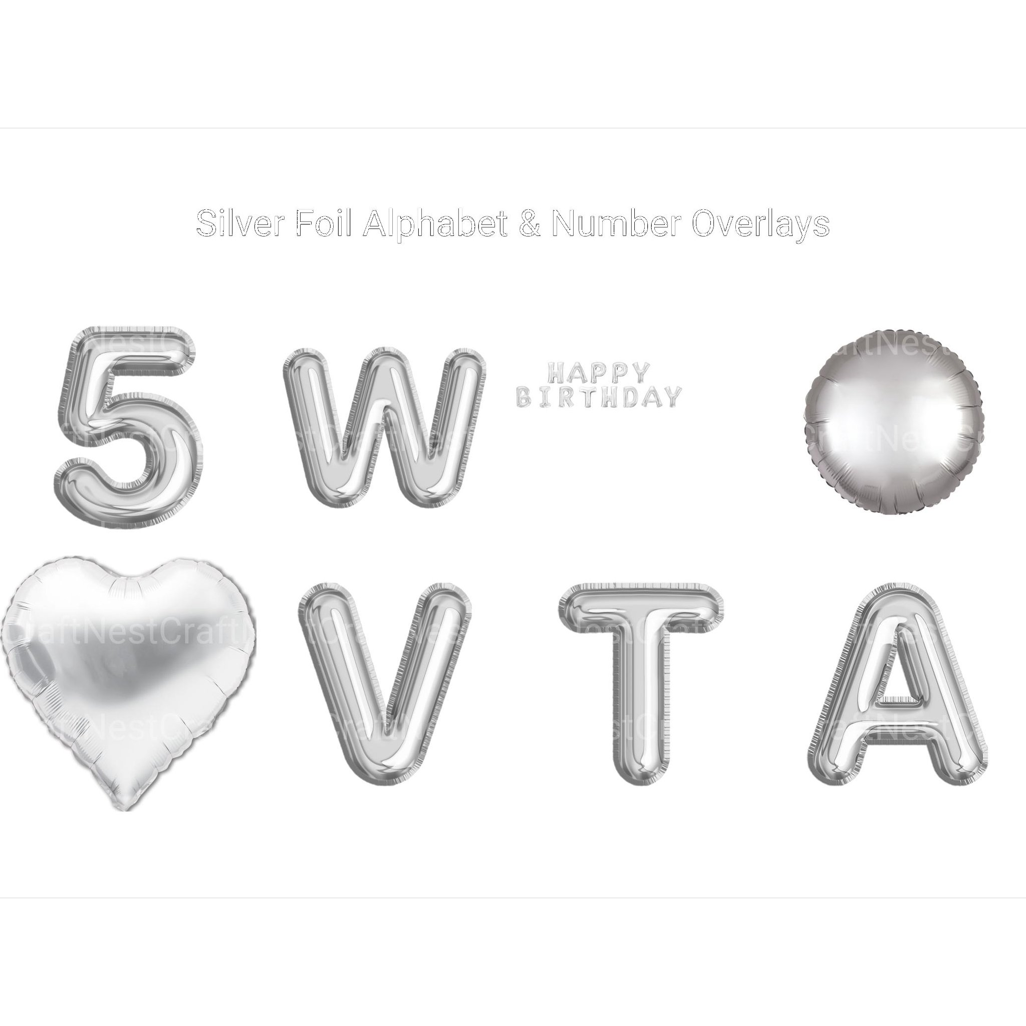 Silver Foil Alphabet Overlays Clipart - CraftNest - Digital Crafting and Art