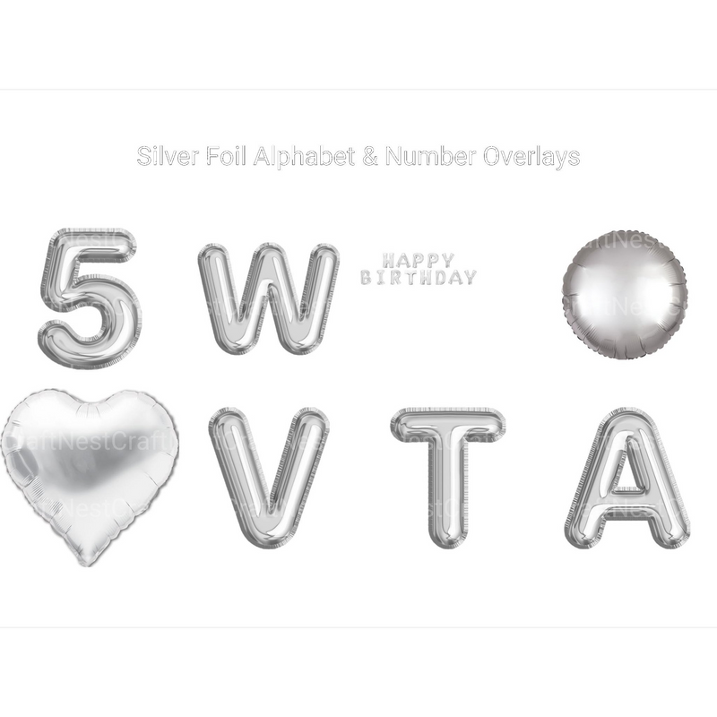 Silver Foil Alphabet Overlays Clipart - CraftNest - Digital Crafting and Art