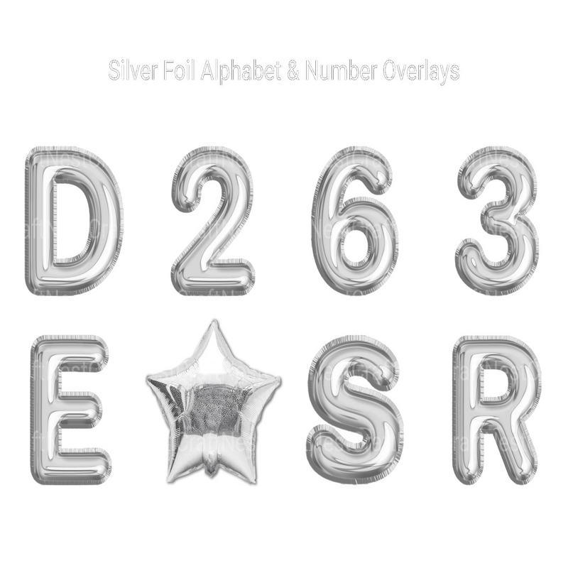 Silver Foil Alphabet Overlays Clipart - CraftNest - Digital Crafting and Art