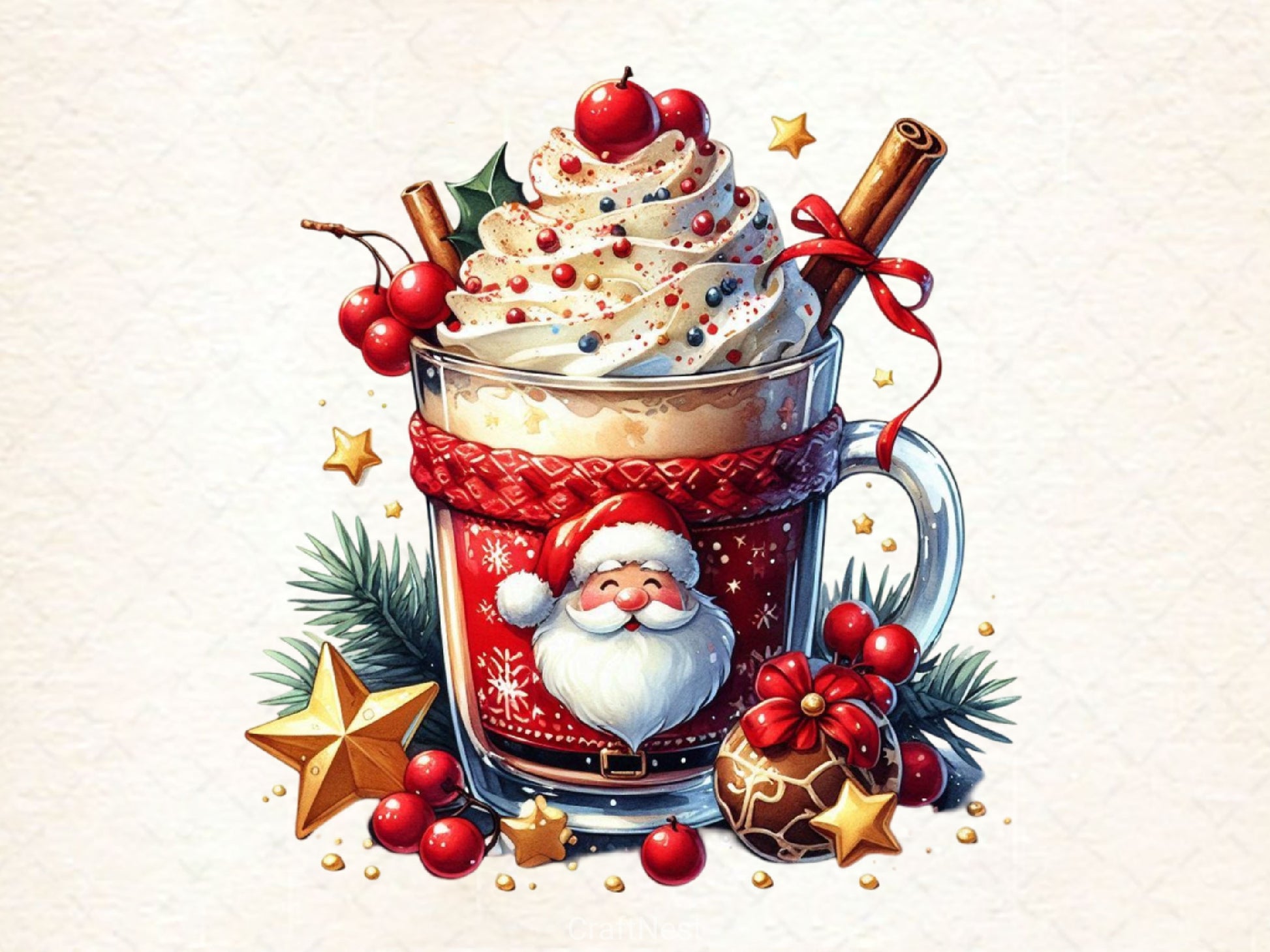 Christmas Ice Cream Cherry Milkshake Clipart Bundle 5 - CraftNest - Digital Crafting and Art