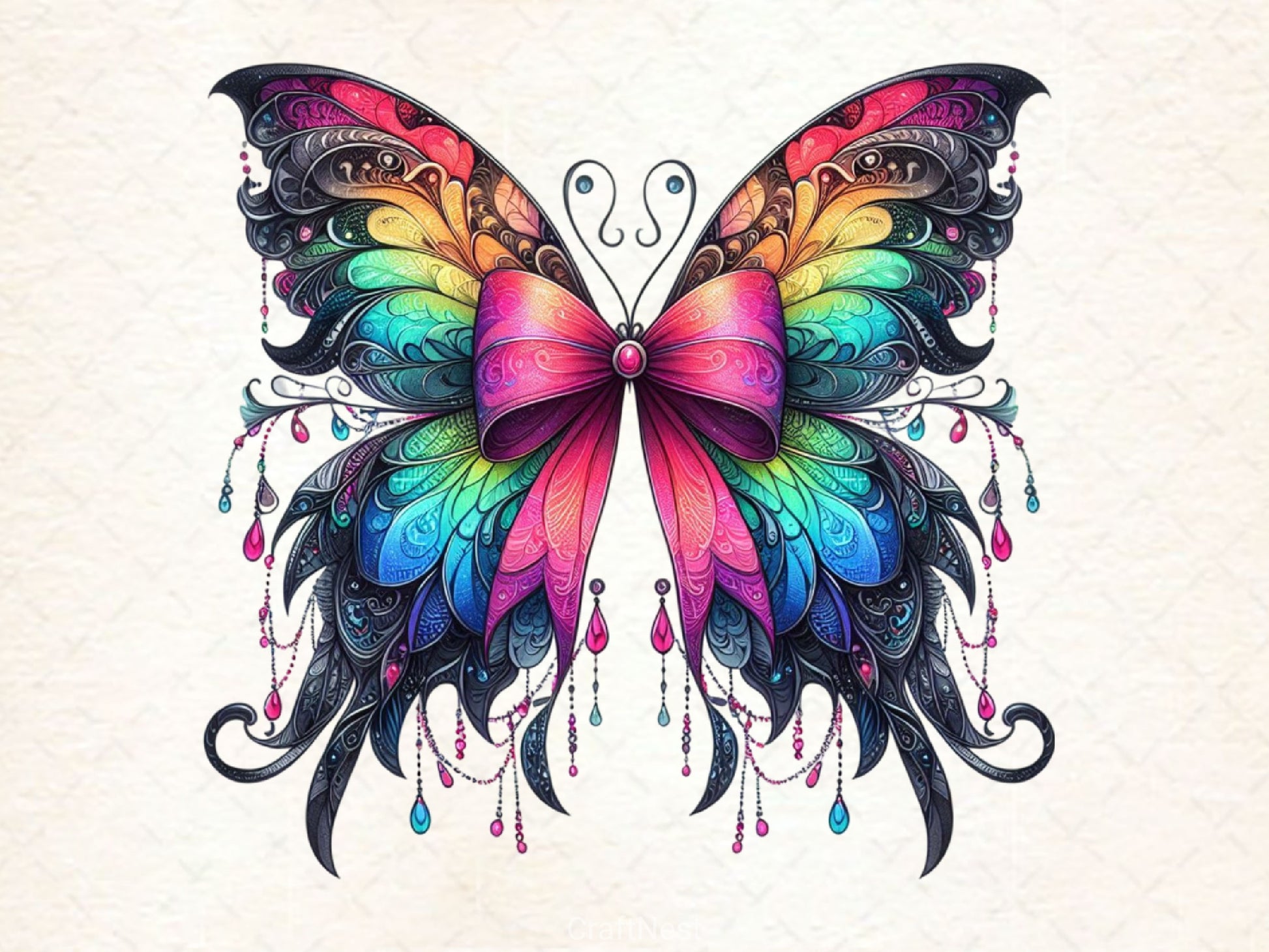 Butterfly With Bow Clipart Bundle - CraftNest - Digital Crafting and Art