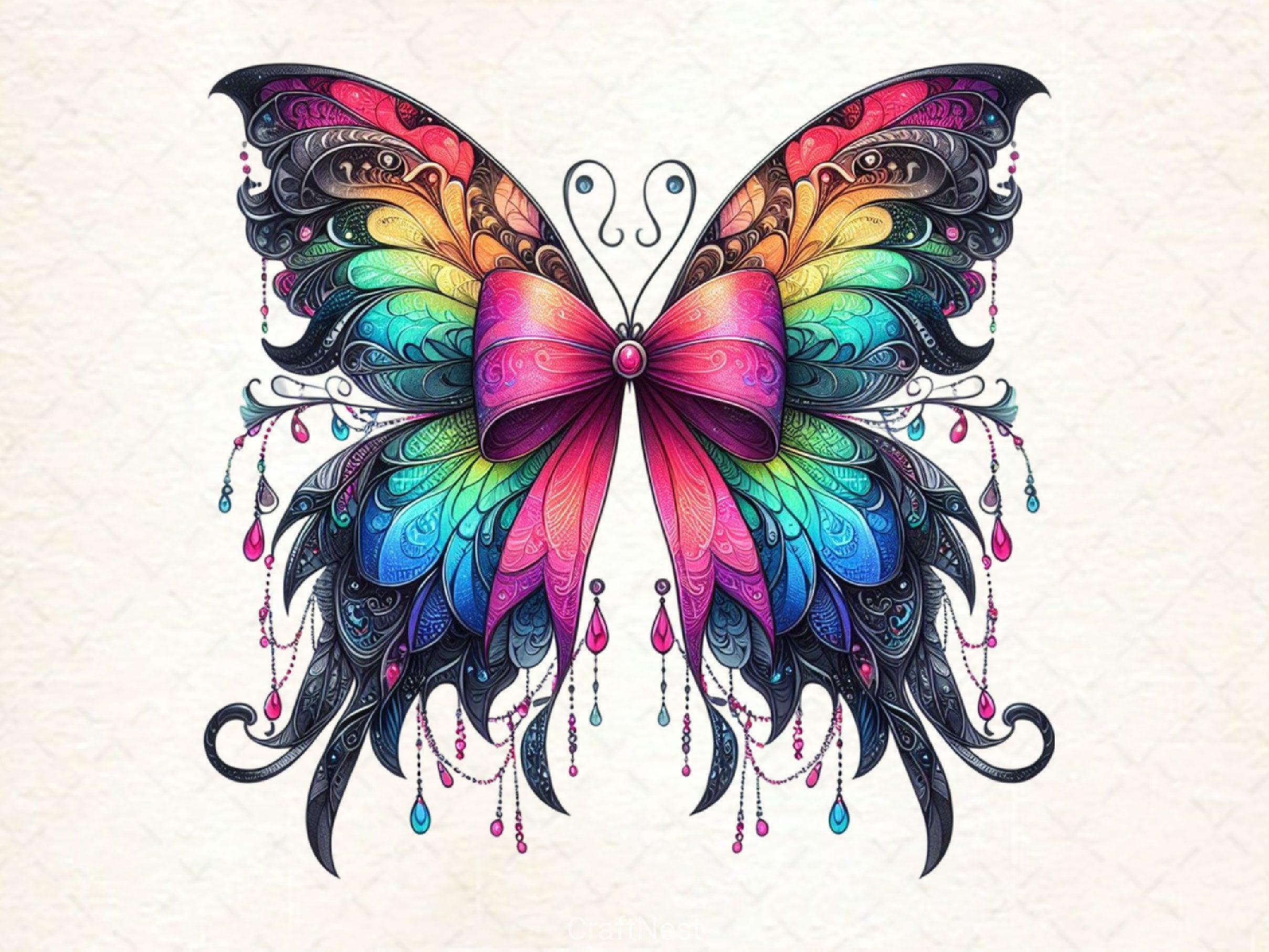 Butterfly With Bow Clipart Bundle - CraftNest - Digital Crafting and Art