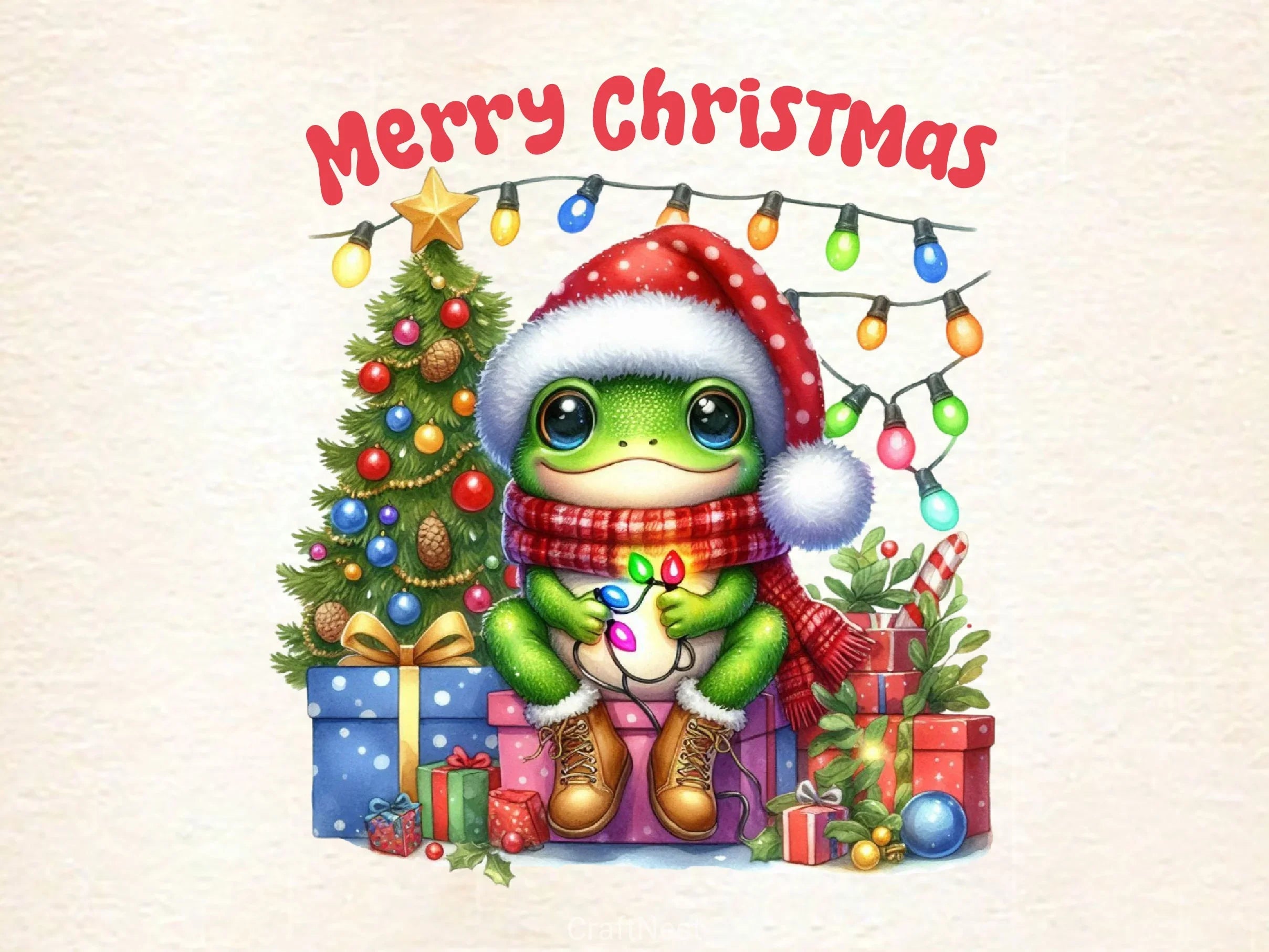 Frog Christmas Merry Christmas Clipart Bundle 2 - CraftNest - Digital Crafting and Art