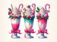 Christmas Ice Cream Cherry Milkshake Clipart Bundle 4 - CraftNest - Digital Crafting and Art