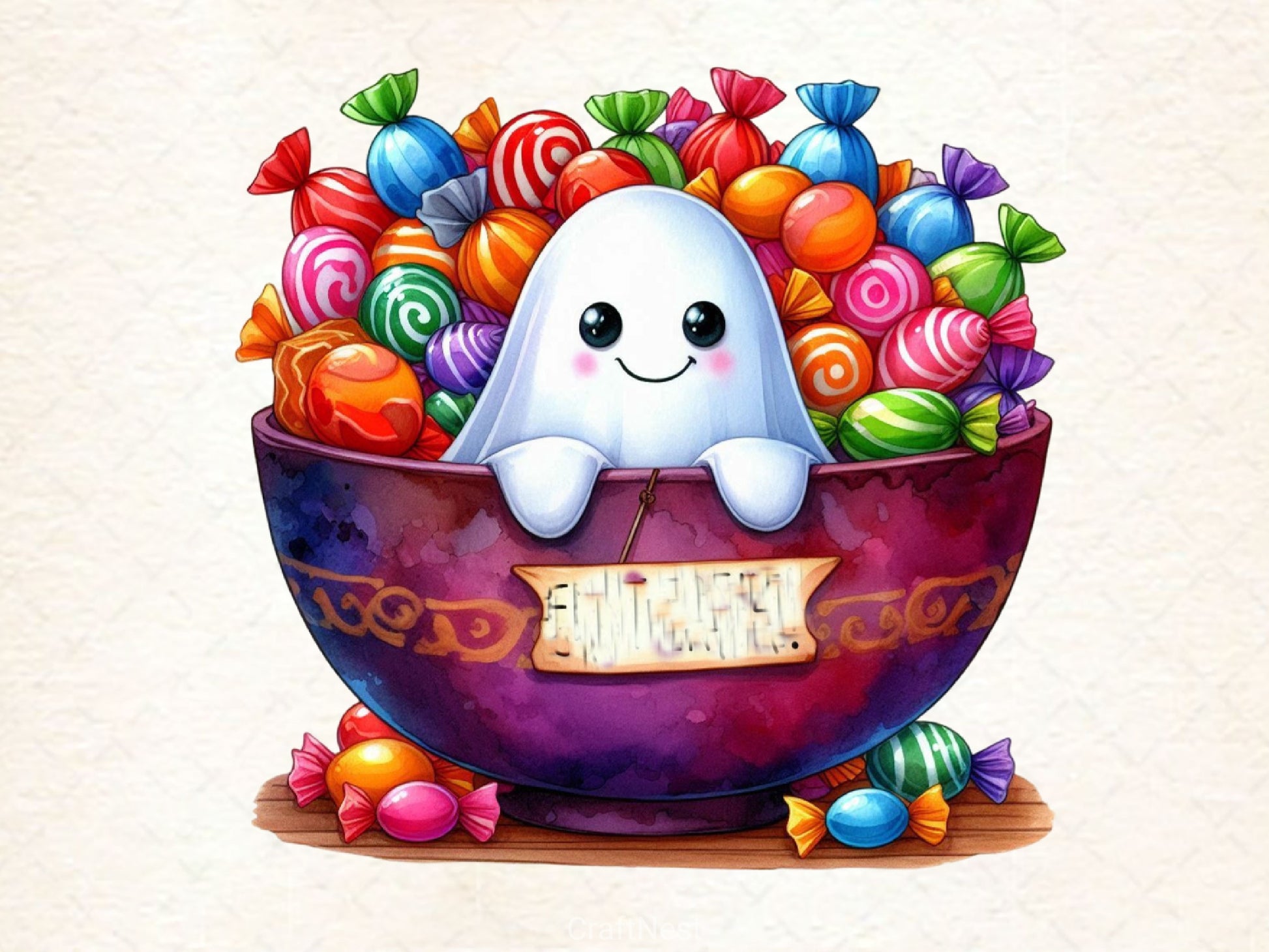 Cute Ghost With Candy Bowl Clipart Bundle 2 - CraftNest - Digital Crafting and Art