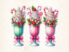 Christmas Ice Cream Cherry Milkshake Clipart Bundle 6