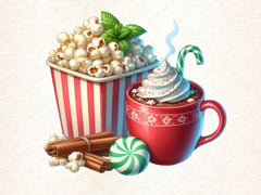 Christmas Popcorn Coffee Clipart Bundle 2 - CraftNest - Digital Crafting and Art
