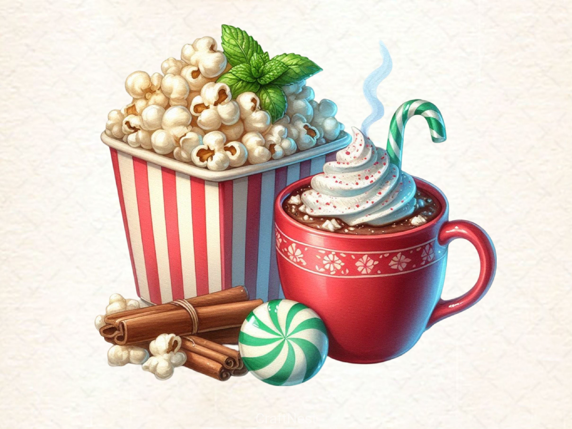 Christmas Popcorn Coffee Clipart Bundle 2 - CraftNest - Digital Crafting and Art
