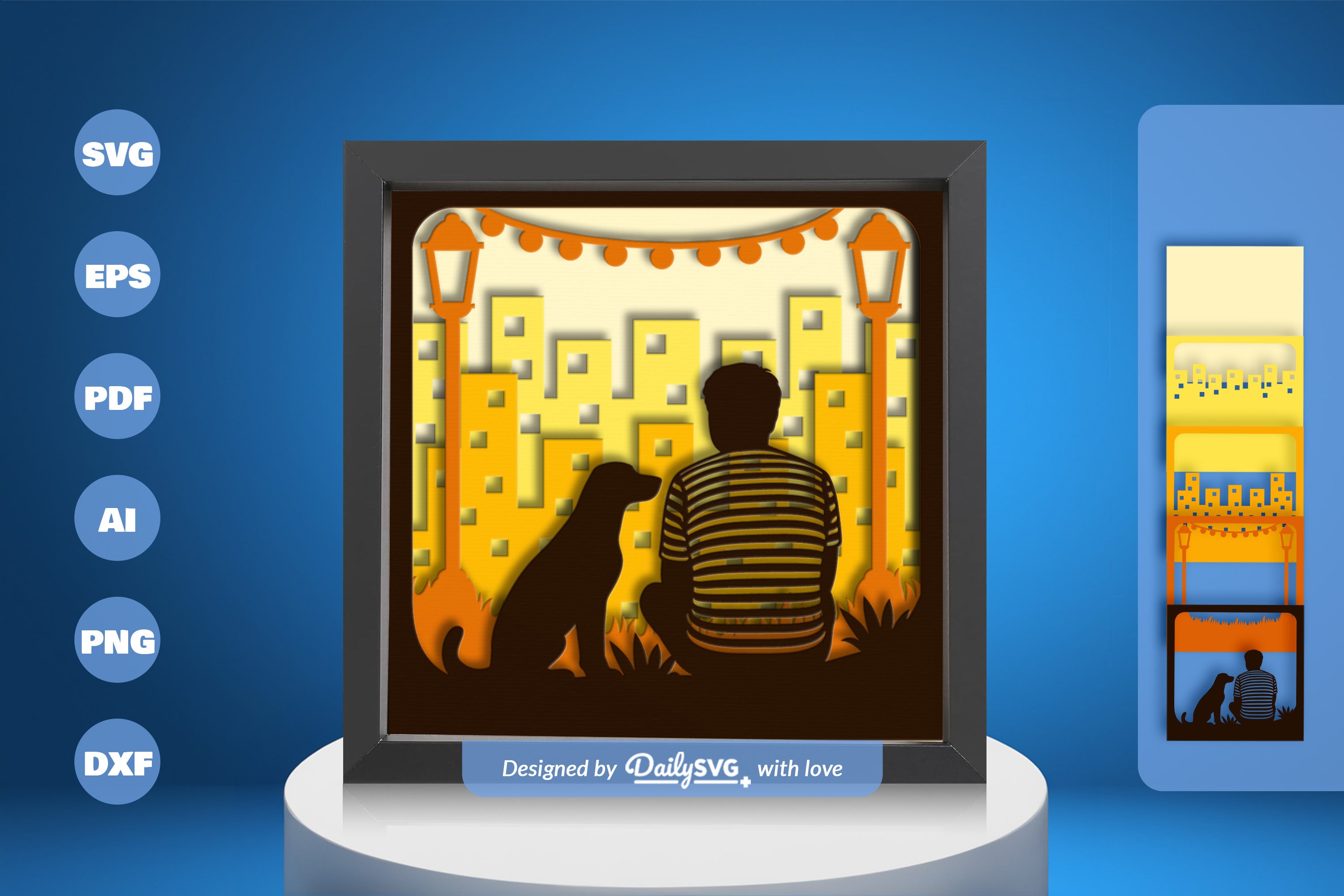 Sitting with Beagle Dog Papercut SVG Bundle