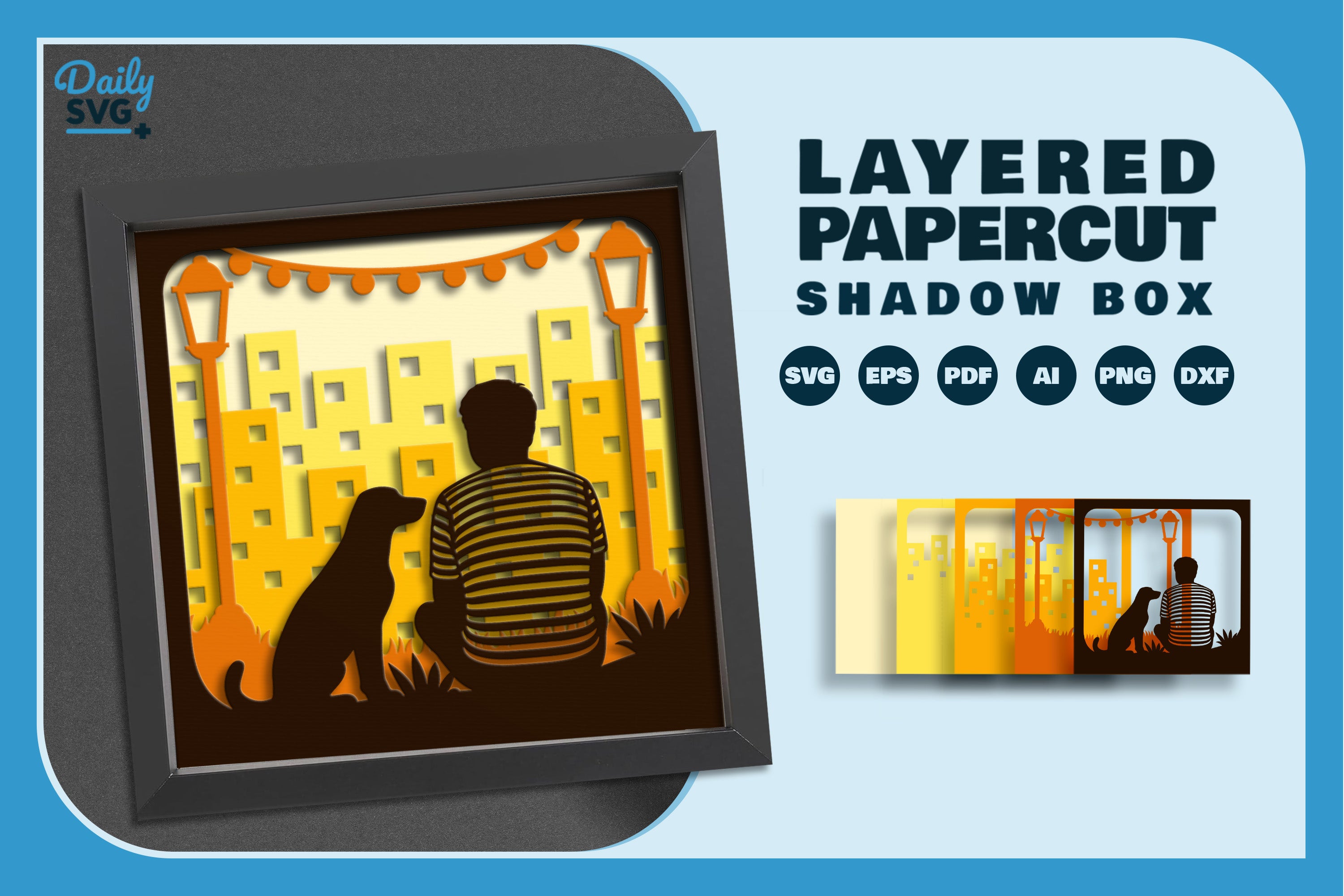 Sitting with Beagle Dog Papercut SVG Bundle