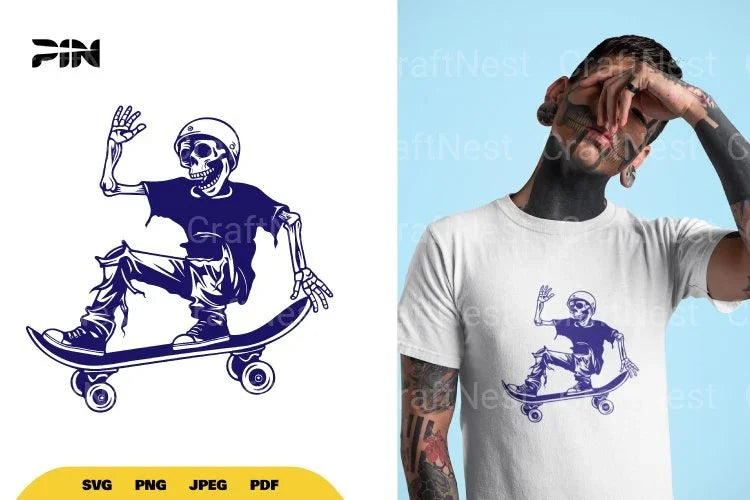 Skate Skull Halloween SVG Bundle Clipart - CraftNest - Digital Crafting and Art