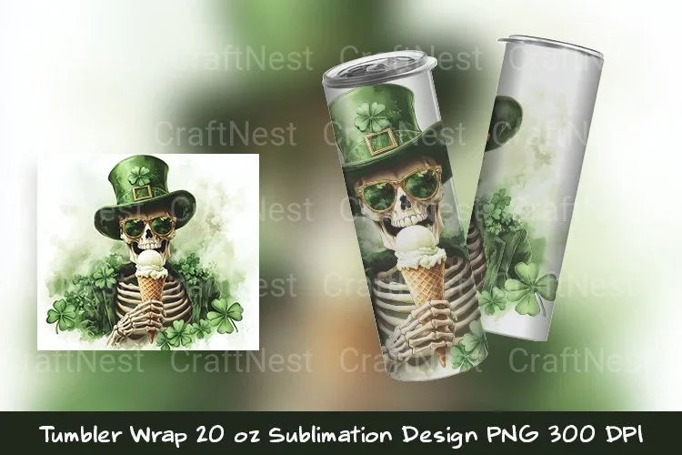 Skeleton St Patrick Tumbler Wrap Clipart Bundle - CraftNest - Digital Crafting and Art