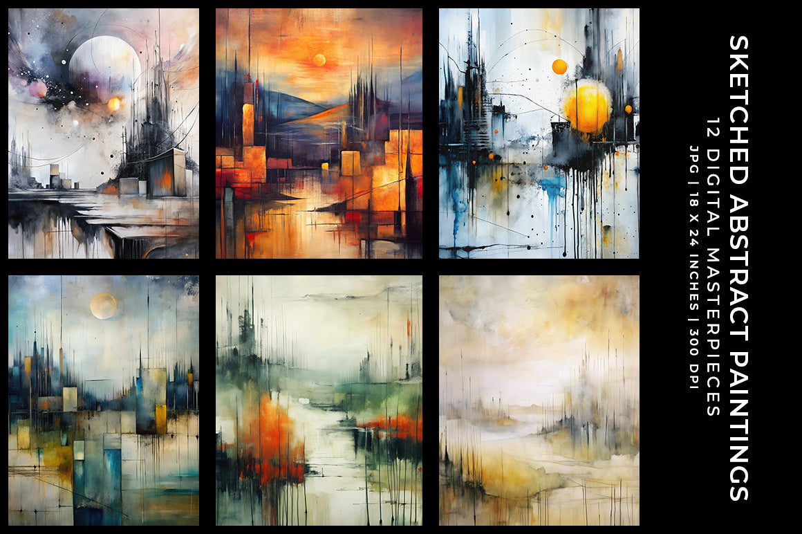 Sketched Abstract Paintings - Wall Art