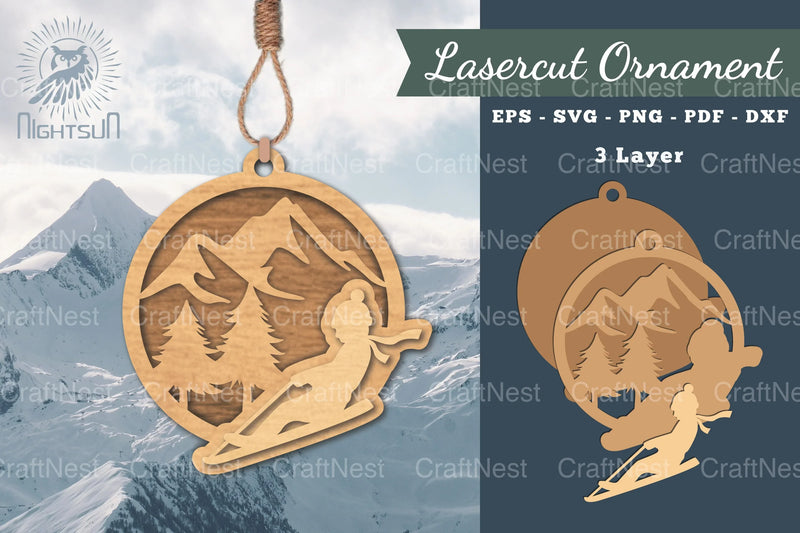 Ski Ice Skating Laser Cut Ornament Clipart Bundle - CraftNest - Digital Crafting and Art