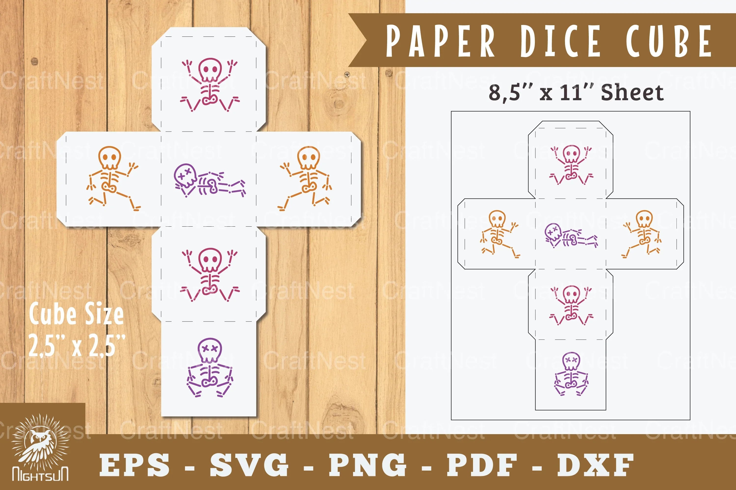 Skeleton Paper Dice Cube Printable - Clipart Bundle - CraftNest - Digital Crafting and Art