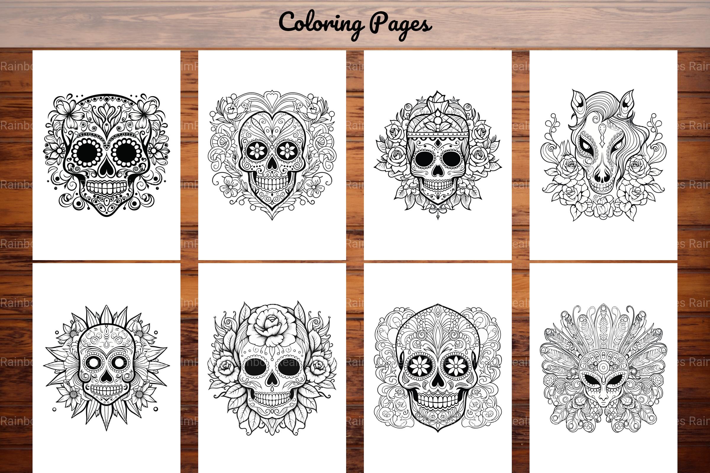Sugar Skull Coloring Pages - CraftNest - Digital Crafting and Art
