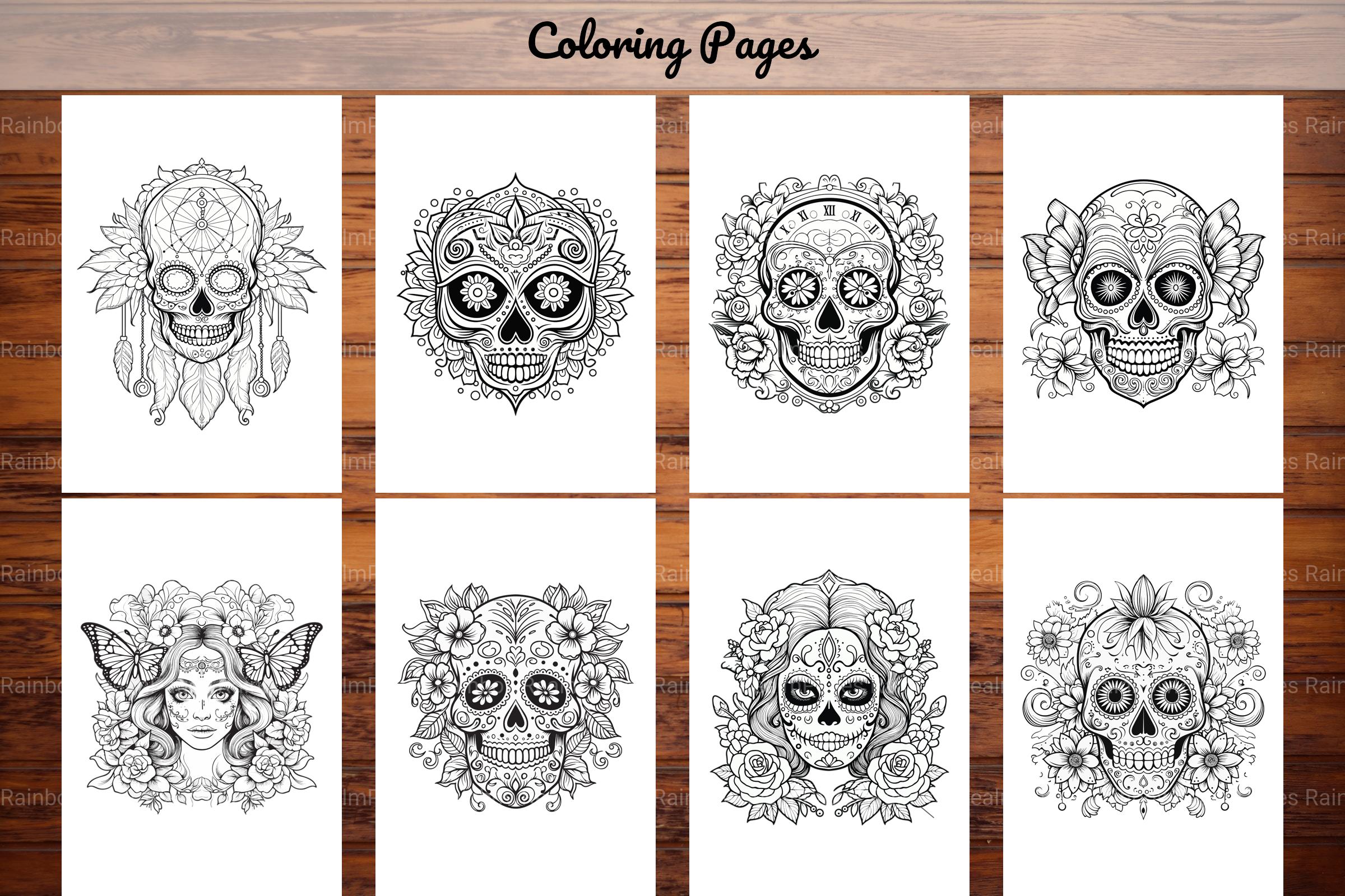 Sugar Skull Coloring Pages - CraftNest - Digital Crafting and Art