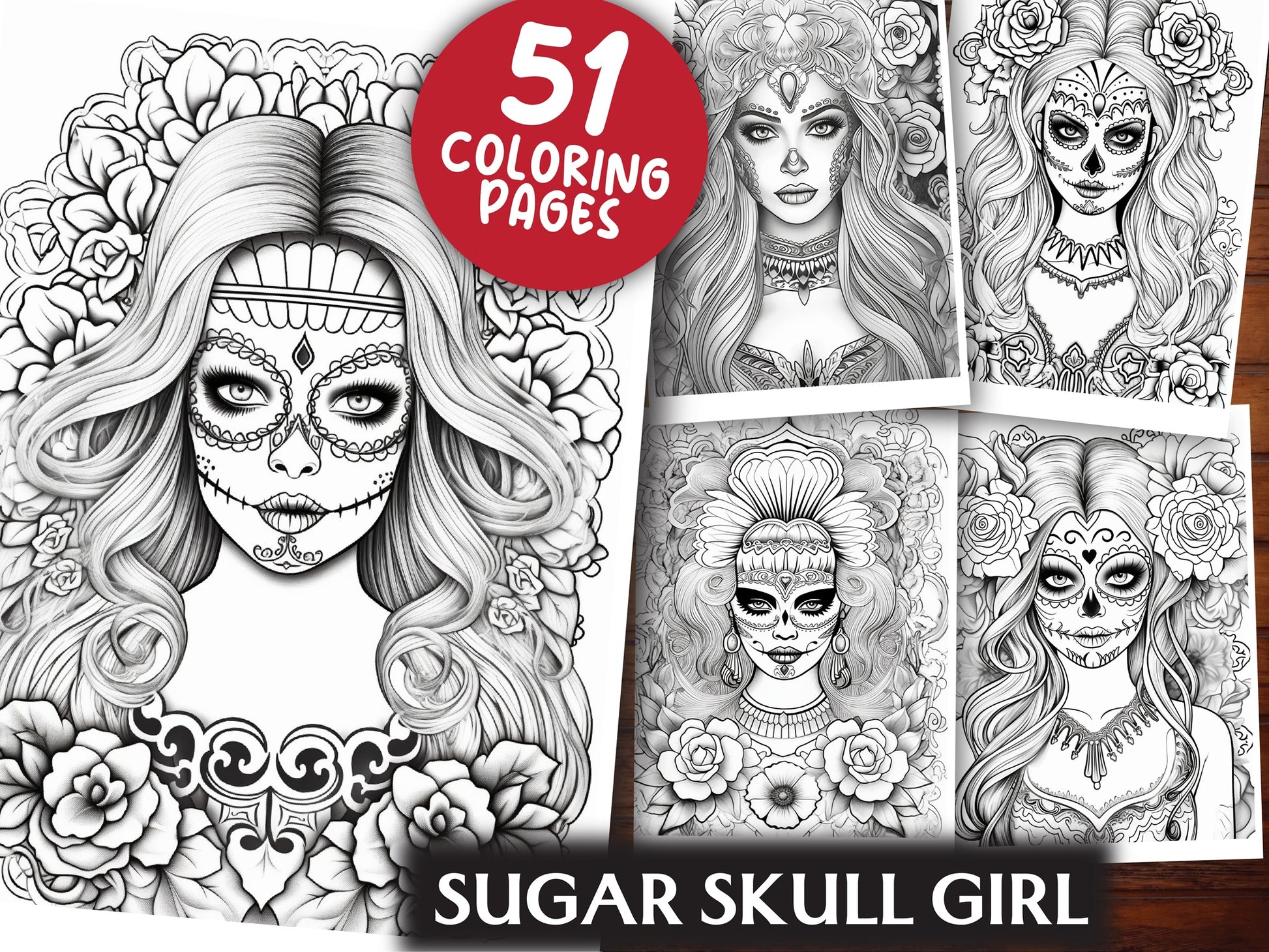Sugar Skull Girl Coloring Book - CraftNest - Digital Crafting and Art