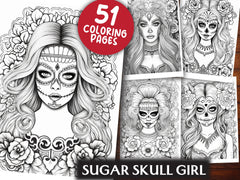 Sugar Skull Girl Coloring Book - CraftNest - Digital Crafting and Art