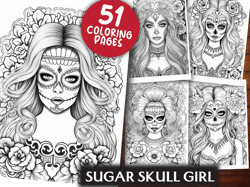 Sugar Skull Girl Coloring Book - CraftNest - Digital Crafting and Art
