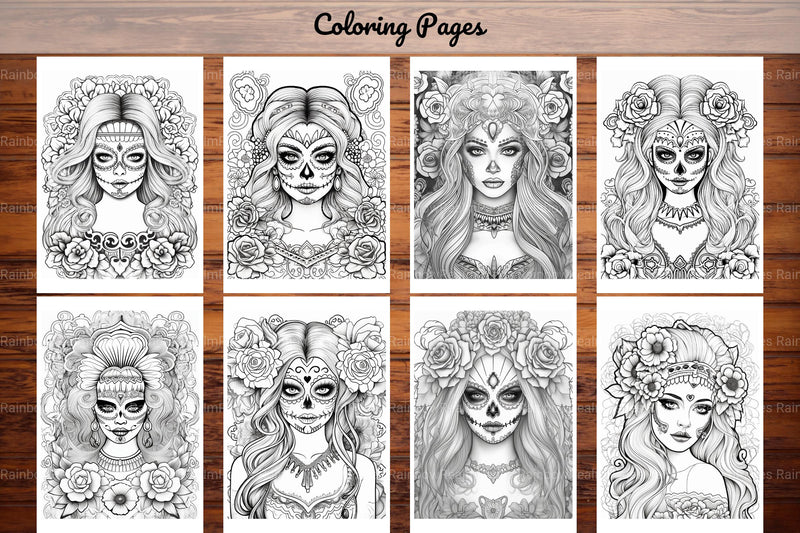 Sugar Skull Girl Coloring Book - CraftNest - Digital Crafting and Art
