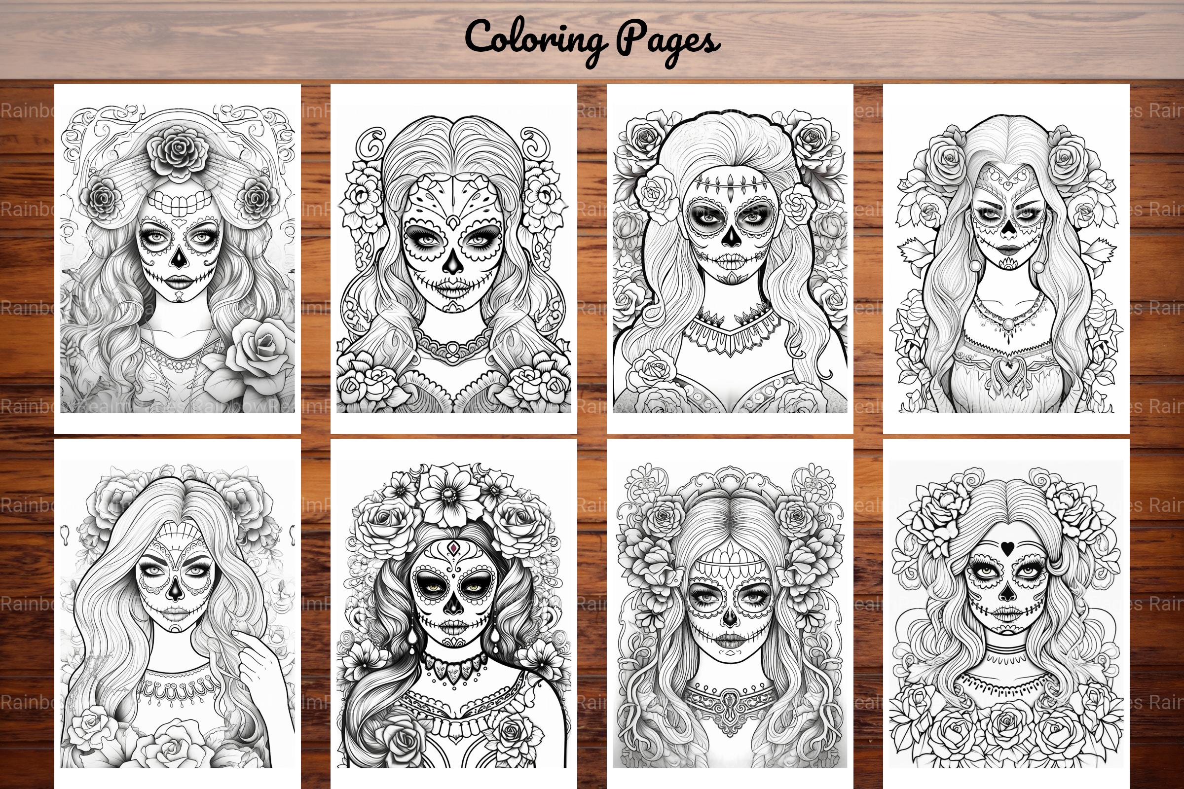 Sugar Skull Girl Coloring Book - CraftNest - Digital Crafting and Art