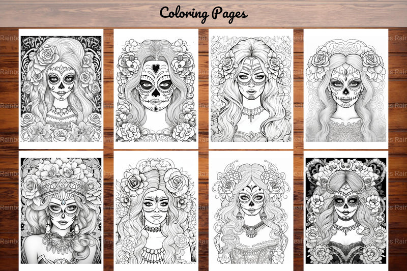 Sugar Skull Girl Coloring Book - CraftNest - Digital Crafting and Art