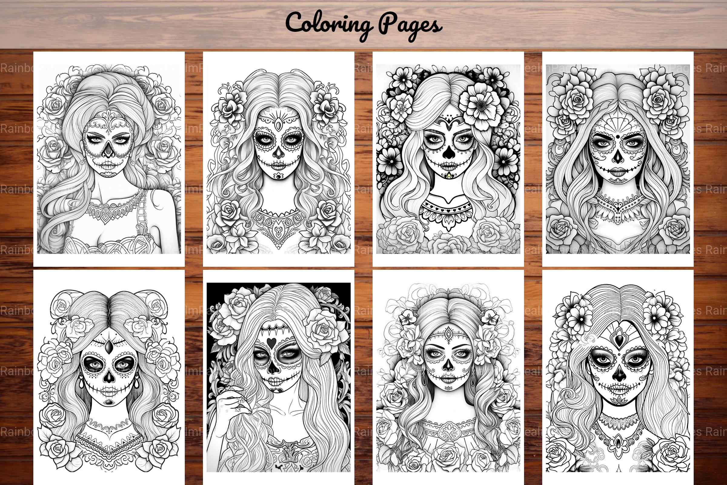 Sugar Skull Girl Coloring Book - CraftNest - Digital Crafting and Art